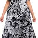 LARACE Plus Size Dresses for Women Summer Casual Short Sleeve Long Dress Flowy Maxi Beach Dresses with Pockets (XXXL)