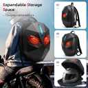 Motorcycle Helmet Backpack, Expandable Hard Shell LED Backpack with Programmable Screen, Water-Resistant Riding Bag & Laptop Daypack for Men, App Controlled DIY Display for Night Safety