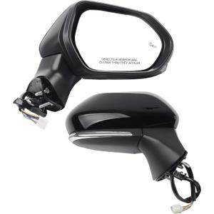 Dasbecan Right Passenger Side Door Mirror Compatible with 2018-2024 Toyota Camry Power Glass Heated Turn Signal Blind Spot Detection Manual Folding Repalces# TO1321368 87910-06840 7PINS Black