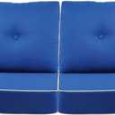 Deep Seat Pillow and High Back Chair Cushions Outdoor Water Repellent Replacement Patio Seating Cushions Set of 2, Navy Blue