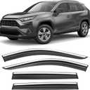 Shatterproof Taped-On Window Deflectors for Toyota Rav4 2019-2025 with Chrome Trim, Rain Guards, Window Visors for Car, Vent Deflector, 4pcs