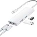USB C to Mini DisplayPort Adapter 4K@60Hz, USB Type-C/Thunderbolt 3/4 to MDP/Mini DP Cable with PD 65W Charging Port & 2 USB 3.0 Port, Ideal for MacBook Pro/Air, iMac, Mac Mini