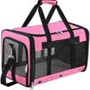 Soft Sided Cat/Dog Carrier,Collapsible Pets Travel Carriers for Pet/Puppy with Shoulder Strap & Removable Mat,Mesh Top Load Small Dogs/Cats Carry Bag Up to 25 LbsPink,L