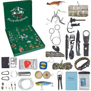 Survival Kit Advent Calendar - 24 Days Christmas Countdown Calendar Emergency Survival Gears Gift for Men Teen Adult, 2025 Xmas Cool Gadgets for Outdoor Camping Fishing Hunting Adventure