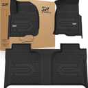 3W Floor Mats Fit for 2019-2025 2026 Chevy Silverado/GMC Sierra Denali 1500 & 2020-2025 2026 GMC Sierra 2500/3500 HD Crew Cab TPE All Weather Floor Liner, Fit For 2nd Row with Factory Carpeted Storage