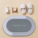 Rubber Bath mats Quick-Drying Non-Slip Bathroom mat Super Absorbent Bath mat Instant Dry Bath mat, Bathroom Rug in Front of The Kitchen Sink, Shower Room, Bathtub, Oval(Brown+16.9x35.4in)