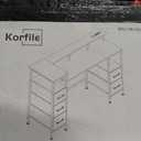 61 Inch Computer Gaming Desk with Power Outlets & LED Lights Reversible Home Office Desk with Adjustable 5 Fabric Storage Drawers for Working Writing Study, Black