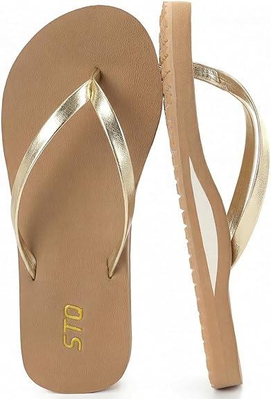 STQ Orthopedic Flip Flops for Women | Arch Support Plantar Fasciitis Relief Slim Summer Beach Thong Sandals Leather Orthotic Flip-Flop Yoga Mat Sole Lightweight Comfortable Walking Non Slip