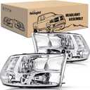 Nilight Headlight Assembly 2009 2010 2011 2012 2013 2014 2015 2016 2017 2018 Ram 1500 2500 3500 Pickup Quad Headlamp Assembly Replacement Chrome Housing Clear Corner Clear Lens,(Only for Quad Models)