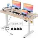 Electric Standing Desk Adjustable Height, 55'' x 24'' Stand up Desk with Outlets and 2 USB Ports,4 Caster, 27''-46'' Lifting Range, Spacious Computer Workstation for Home Office(Oak)
