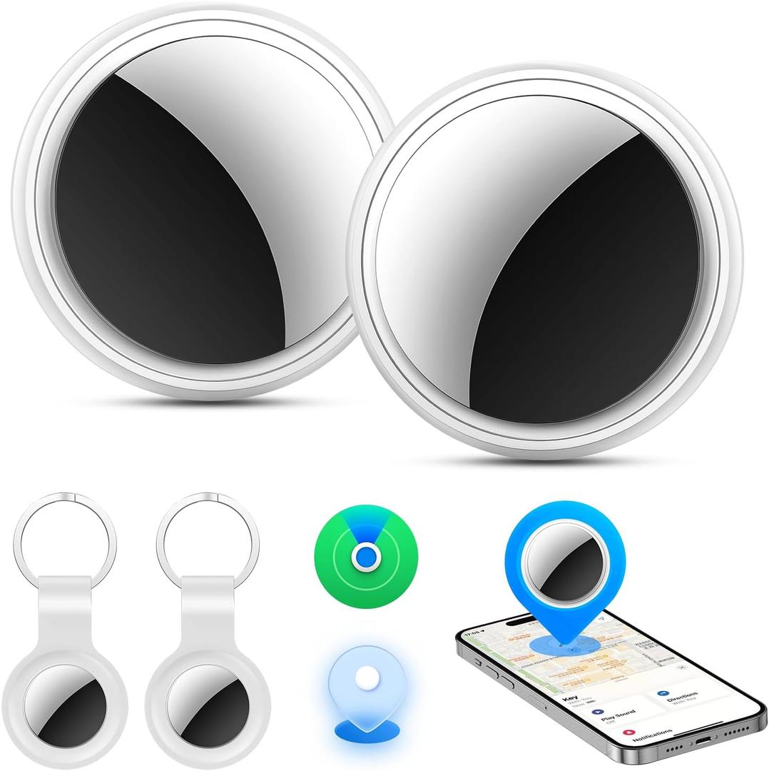 Air Tracker Tag-2 Pack, Smart Item Tags [Apple MFi Certified] | With Find My app (iOS Only), Key Finder Locator Luggage Tag for Keys, Bags, Wallets, Backpack, Suitcases, Replaceable Battery
