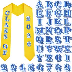 LemonSecret 3D Letter Number Decorative Patches Graduation Letters Numbers Stickers with Adhesive Dots 3D Cardstock Stickers for DIY Graduation Cap Sash Cloth Decor(Blue), 2.17 x 1.57 inches