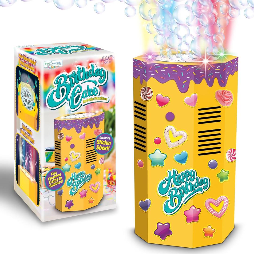 ArtCreativity Happy Birthday Bubble Machine with Music 9" Birthday Sparklers - Kids Bubble Blower Sings Happy Birthday, Great Birthday Gifts for Kids and Adults Firework Bubble Machine with Lights
