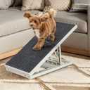 Dog Ramp Bed for Small Medium 2 in 1 Adjustable Pets Folding Collapsible Pet Ramps with Non Slip Carpet Portable Indoor Puppy Ramp for Sofa,Chair