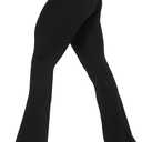 Sunzel Womens Flare Leggings No Front Seam Flare Yoga Pants with Tummy Control Crossover High Waist - 30" (Medium, Black)