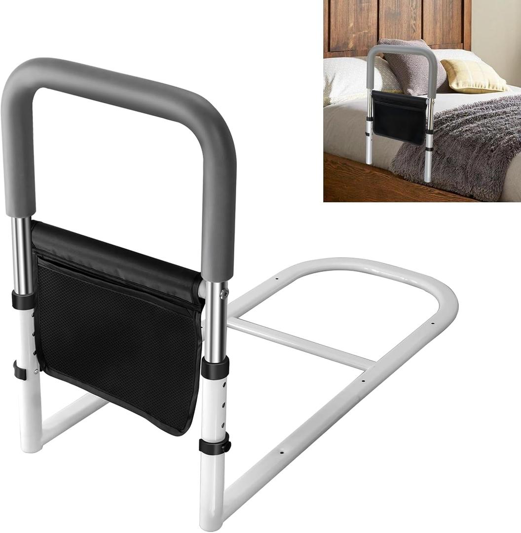 Bed Rails for Ederly Adults Safety, Adjustable Height Bed Assist Rails for Seniors Fall Prevent Grab Bar Fits King Queen Full Twin Bed