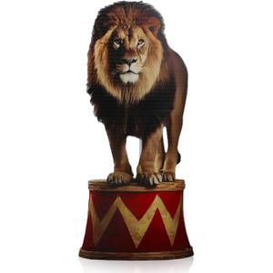 Roowest 5.3 Feet Circus Lion Stand up Cardboard Cutout Life Size Circus Carnival Theme Party Decoration Backdrop Photo Props Stand up Cardboard for VBS Carnival Clown Birthday Party Supply