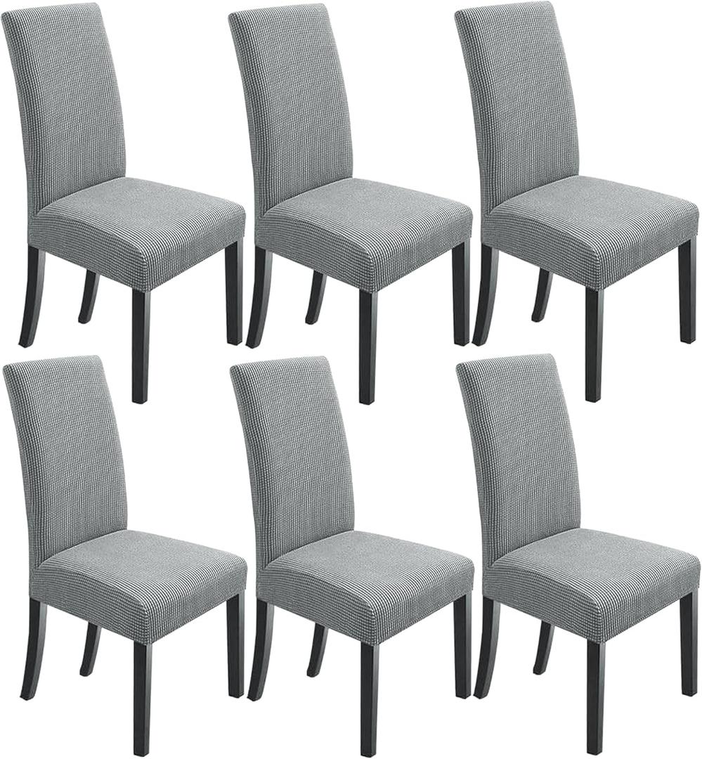 NORTHERN BROTHERS Chair Covers for Dining Room 6 Pack Slipcovers Dining Chair Covers Parsons Chair Slipcover Fit Stretch Chair Cover, Light Grey