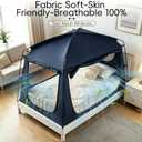 Privacy Sleep Indoor Bed Tent for Adults Kids, Portable Blackout 90% Canopy Tents with 3 Doors Breathable Mesh Windows, Queen