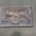 Rimless Reading Glasses for Women, Rectangle Blue Light Blocking Readers With Tinted Edge