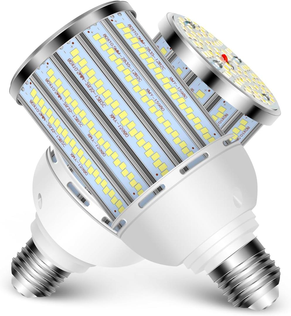 Intpro LED Corn Light Bulb LED Light Bulb 550W Equivalent 7500 Lumen 6500K 60W Large Area Cool Daylight White E26/E27 Base for Outdoor Indoor Garage Warehouse Factory Workshop Street Backyard 2Pack