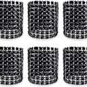 KPOSIYA Napkin Rings, Pack of 120 Rhinestone Napkin Rings Diamond Adornment for Place Settings, Wedding Receptions, Dinner or Holiday Parties, Family Gatherings (120, Black)