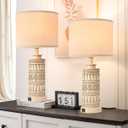 22IN Modern Ceramic Table Lamp Set of 2 White Lamps for Living Room Tall Bedroom Lamp Set Bedside Nightstand Lamps Set of Two Farmhouse Rustic Side Table Lamps for End Table Beige Desk Lamps