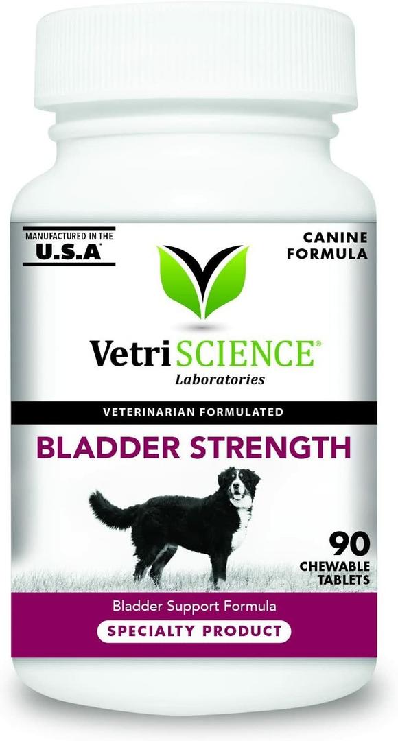VetriScience Bladder Health Chewable Tablets, Bladder Strength Urinary Tract Supplement for Dogs, Reduce Urine Leakage and Overactive Bladder, With Soy Protein and Saw Palmetto, Smoke, 90 Count