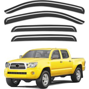 Deejecsun Extra-Thick Window Rain Guards Fit for Toyota Tacoma 2005-2015 Double Cab Rain Guards Tape-on Side Window Deflectors Visors Truck Vent Visors Vent Shades Car Accessories