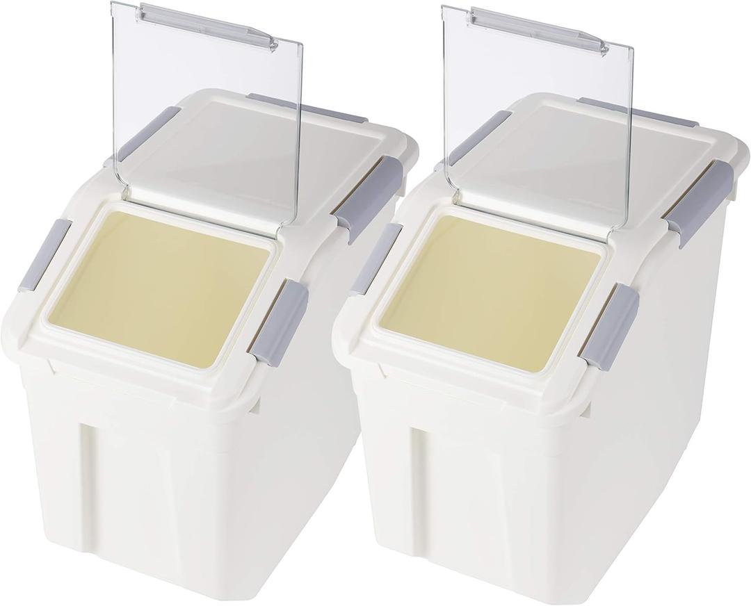 Rice Storage Container 25 lb (15 Liters) with Wheels Seal Locking Lid PP (Pack-2)