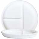 Divided Glass Plates, 3 Compartments, White
