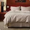 Bedsure Cotton Duvet Cover Queen Size - 100% Cotton Waffle Weave Linen Duvet Cover, PureWoven Textured Breathable Bedding Comforter Cover for All Season, 1 Duvet Cover Only 90"x90"