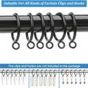 50 PCS Curtain Rings with Eyelets - Black Metal Drapery Rings for Pinch Pleat Curtains, 2.0" Inner Diameter Fits 1.5" Rod, Heavy Duty Curtain Hanging Clips