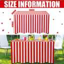 Thinkday 6ft Red and White Striped Tablecloth Stripe Table Cover Rectangle Carnival Circus Tablecloth Waterproof Reusable Table Decor 70 x 30 Inches Polyester Picnic Outdoor Holiday Party Decor