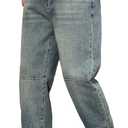 Verdusa Men's Straight Leg Jeans Baggy Denim Pants Vintage High Waist Loose Trousers (Large, Blue)