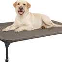 Veehoo Outdoor Elevated Dog Cot Bed, Cooling Raised Pet Bed for Large Dogs, Washable Breathable Mesh Hammock Bed with No-Slip Feet, Indestructible Ground Off Training Platform Cot-42"x30" Brown