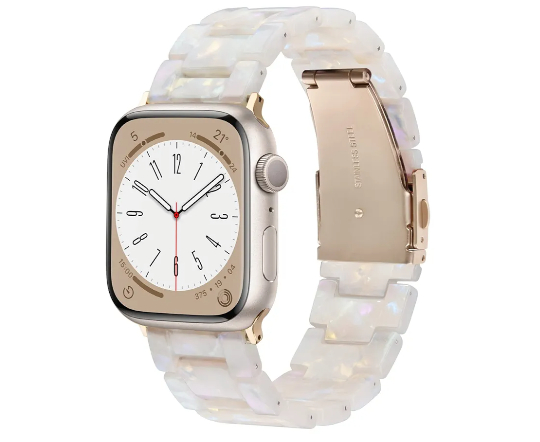V-MORO Resin Band Compatible with Apple Watch Series 7/8/9/10 41mm/40mm/38mm/42mm Fashion Strap for iWatch Series 6/5/4/3/2/1/SE Lightweight Bracelet Wristband Replacement Women(Colorful Ivory White)