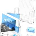 Acrylic Brochure Holder 8.5 x 11, 2 Pack Clear Brochure and Business Rack Card Holder Stand, Wall Mount Flyer Holder for Store Office Magazine Pamphlet Literature Document Menu Journals