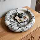 Marble Natural Round Bathroom Vanity Serving Tray, Decorative Storage Tray Circular Edge (Cloud Green)