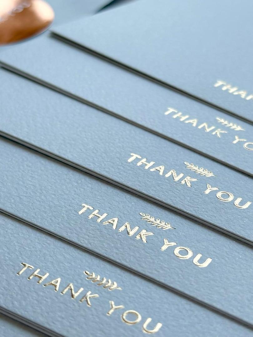 RUN2PRINT Thank You Cards with Envelopes & Gold Foil Stickers  36Pack Flat Dusty Blue Cards (46)  Embossed Italian Textured Thick Paper  For Weddings, Business & Every Occasion (Pigeon Blue, Pack of 36) RUN2PRINT Thank You Cards with Envelopes & Gold Foil Stickers  36Pack Flat Dusty Blue Cards (46)  Embossed Italian Textured Thick Paper  For Weddings, Business & Every Occasion (Pigeon Blue, Pack of 36)