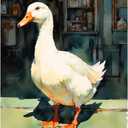 White Duck Paint by Numbers Kit for Adults - DIY Standing Duck Painting on Canvas 16x20In, Acrylic Paint Set, Suitable for Beginners, Art for Home Decoration or Gifts