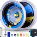 MAGICYOYO V13 Dual Purpose Yoyo for Kids 8-12 and Adults, Bi-Material Professional Yoyo for All Skill Levels, Trick Yo yo with 12 Yo-yo Strings, Finger Brace, Bearing Kit (Black Blue Yellow)