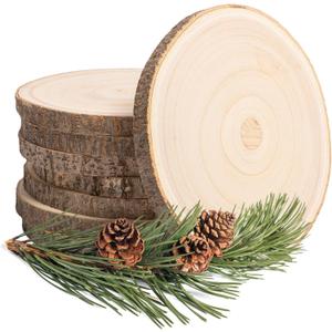 Defined Deco 8pcs 9-10 inch Large Unfinished Wooden Slices for Table Centerpieces, Unfinished Round Natural Wood Slabs for DIY Crafts, Rustic Wood Circles for Wedding, Party, Christmas, Home Decor