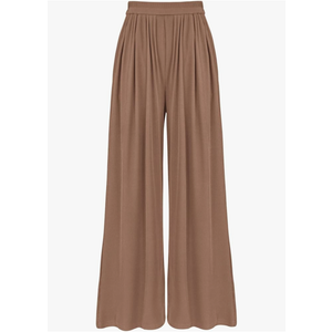 BTFBM Womens Casual Wide Leg Pants Summer Fall Clothes Pleated Elastic Waist Loose Palazzo Knit Trousers with Pockets, M