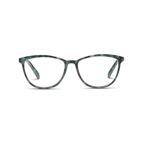 Peepers By PeeperSpecs Womens Bengal Cat-Eye Blue Light Blocking Reading Glasses, Green Tortoise, 54.9 + 2.25