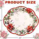 Fancy Land Christmas Oval Paper Plates Disposable Poinsettia Platters for Dinnerware Holiday Party Trays Decor Supplies 10 x 12 Inches 24Pcs