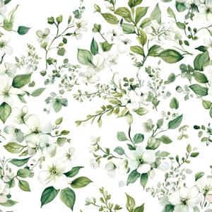 Floral Peel and Stick Wallpaper Boho Green and White Floral Contact Paper for Cabinets 17.3x393 Self Adhesive Removable Wallpaper for Bathroom Decoration Wall Paper for Bedroom Kitchen Vinyl Roll