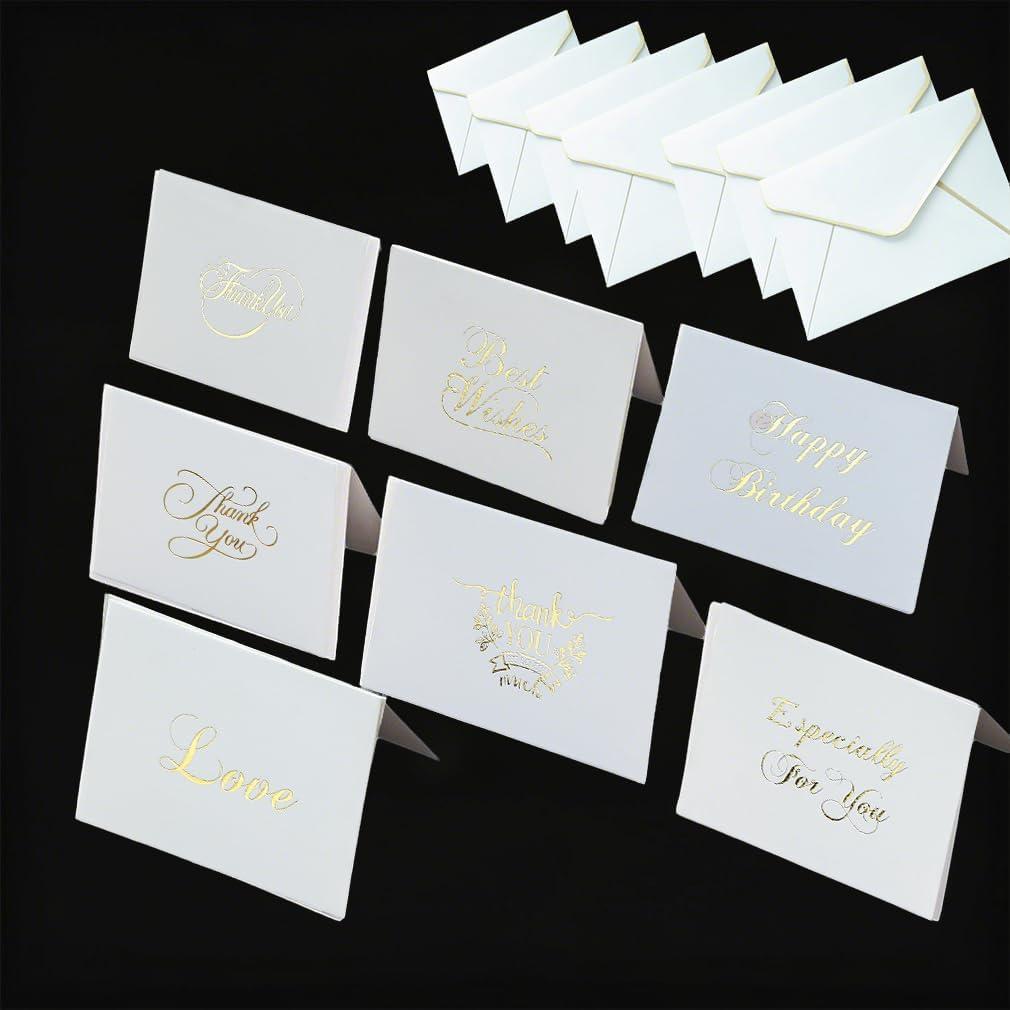 7 Sets Themes with Customized Text Small Size Cards A Simple yet Elegant Greeting for Special Occasions Foldable Cards Cover with Printed Warm Words Individual Envelopes (Folded 3.7" X2.7)