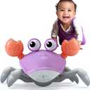 Purple Crawling Crab Baby Toy Violet Tummy Time Interactive Moving Crab Toy with Music & Lights, Cute Running Escape Catch Me Toy for 06 Month Infants, 612 Month Crawlers & Early Walkers
