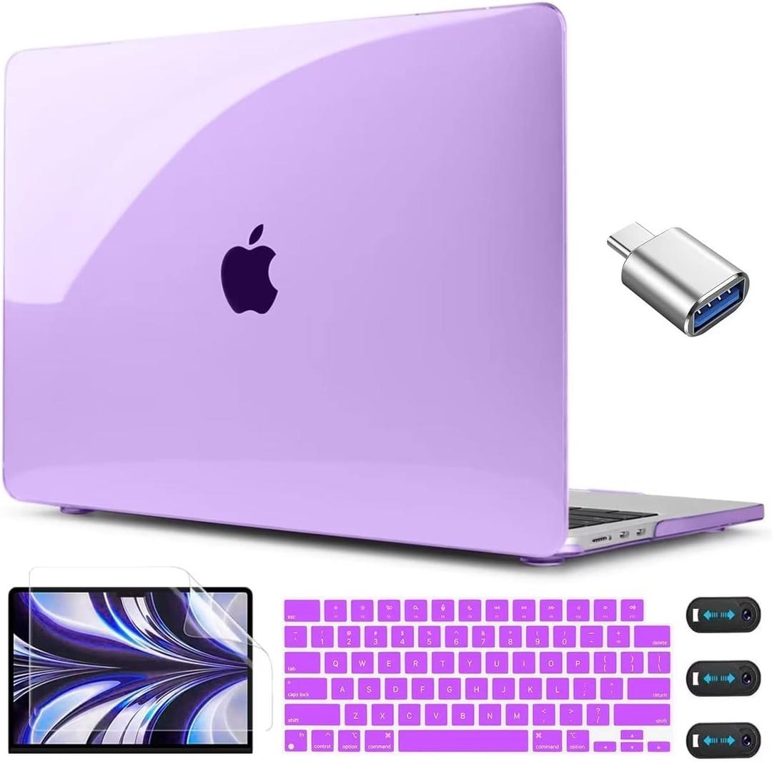 CISSOOK for MacBook Air 13.6 inch Case 2026 2025 2024 2022 Release A3449 A3240 A3113 A2681, Protective Hard Shell Case Keyboard Skin for MacBook Air 13 M2 M3 M4 M5, Crystal Purple